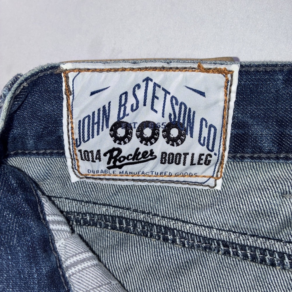 Stetson Rocker Boot Leg Jeans Mens 42x32 Medium Wash Blue Denim 1014 Bootcut - Picture 8 of 13